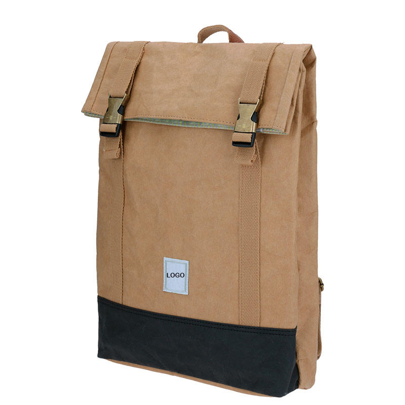 paper backpack Washable kraft paper backpack vegan craft school backpack fashion dupont shoulder bag recycled paper bags