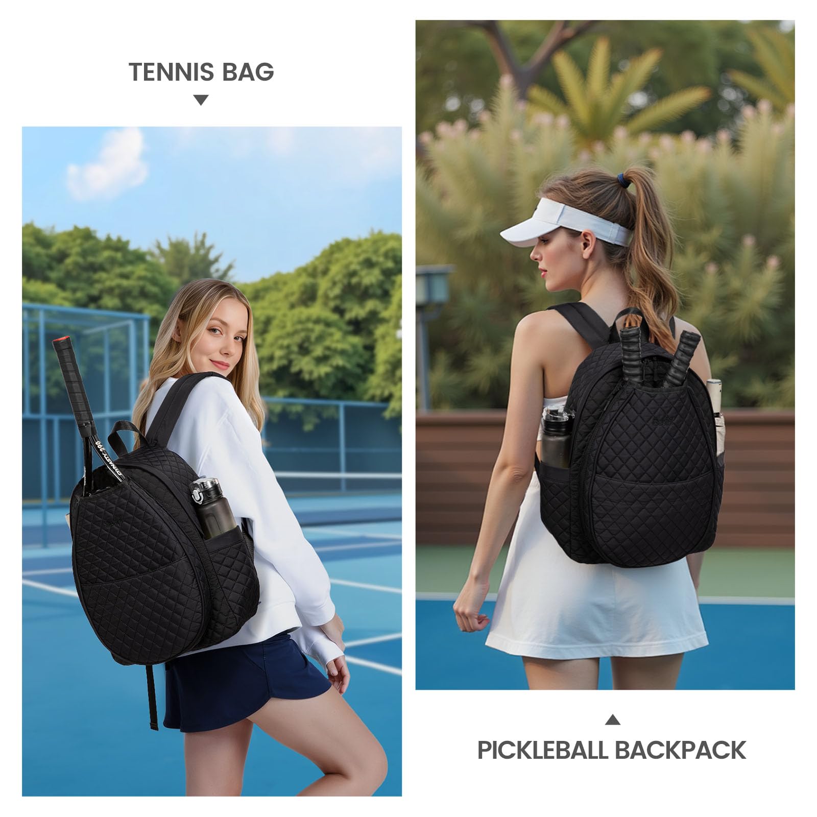 Tennis Racket Backpack Waterproof Canvas Bag for Pickleball Paddles and Badminton Portable