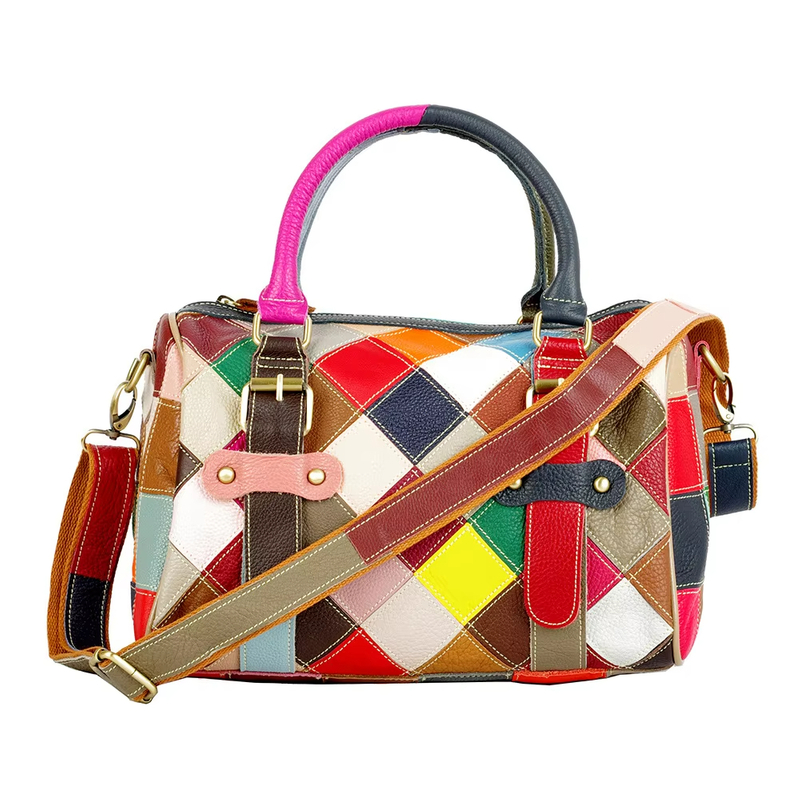 Fashion Colorful diamond-shaped grid Boston g Bag 