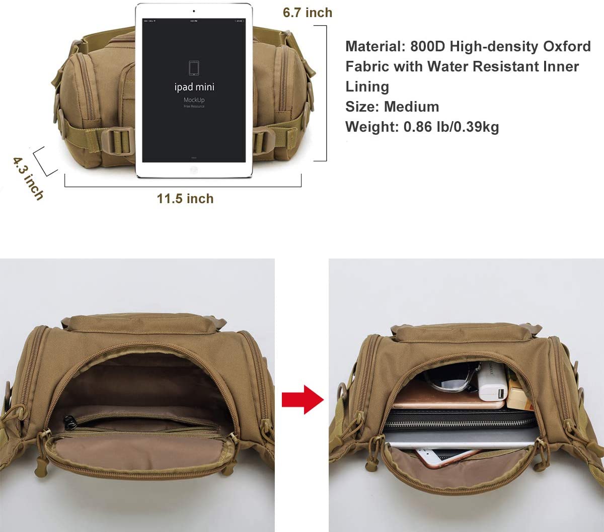 Tactical Waist Bag 800D 