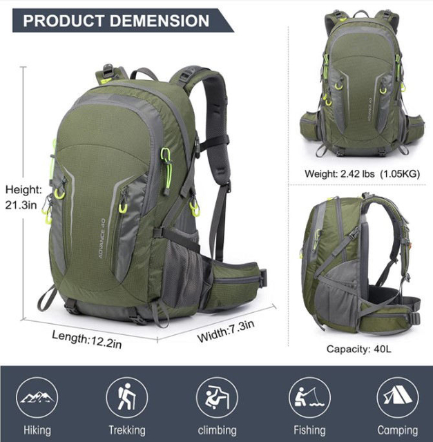  Travel Camping Backpack with Rain Cover 