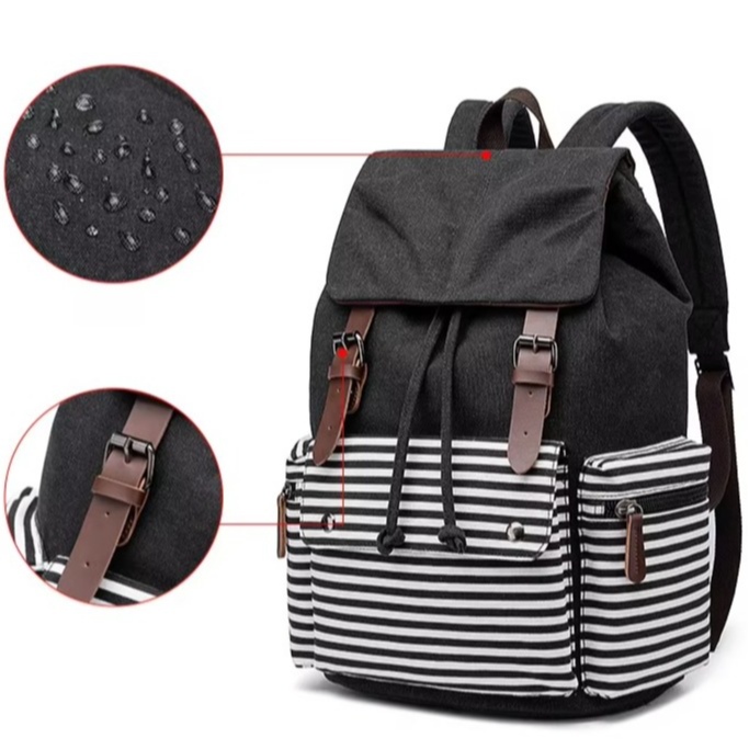 Fashionable Striped Travel Backpack Student Backpack 