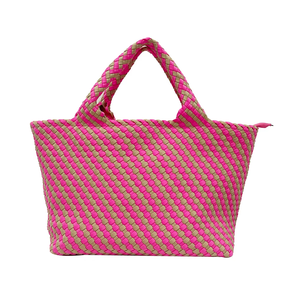 Woven Handbag Fashionable Check Pattern Bag