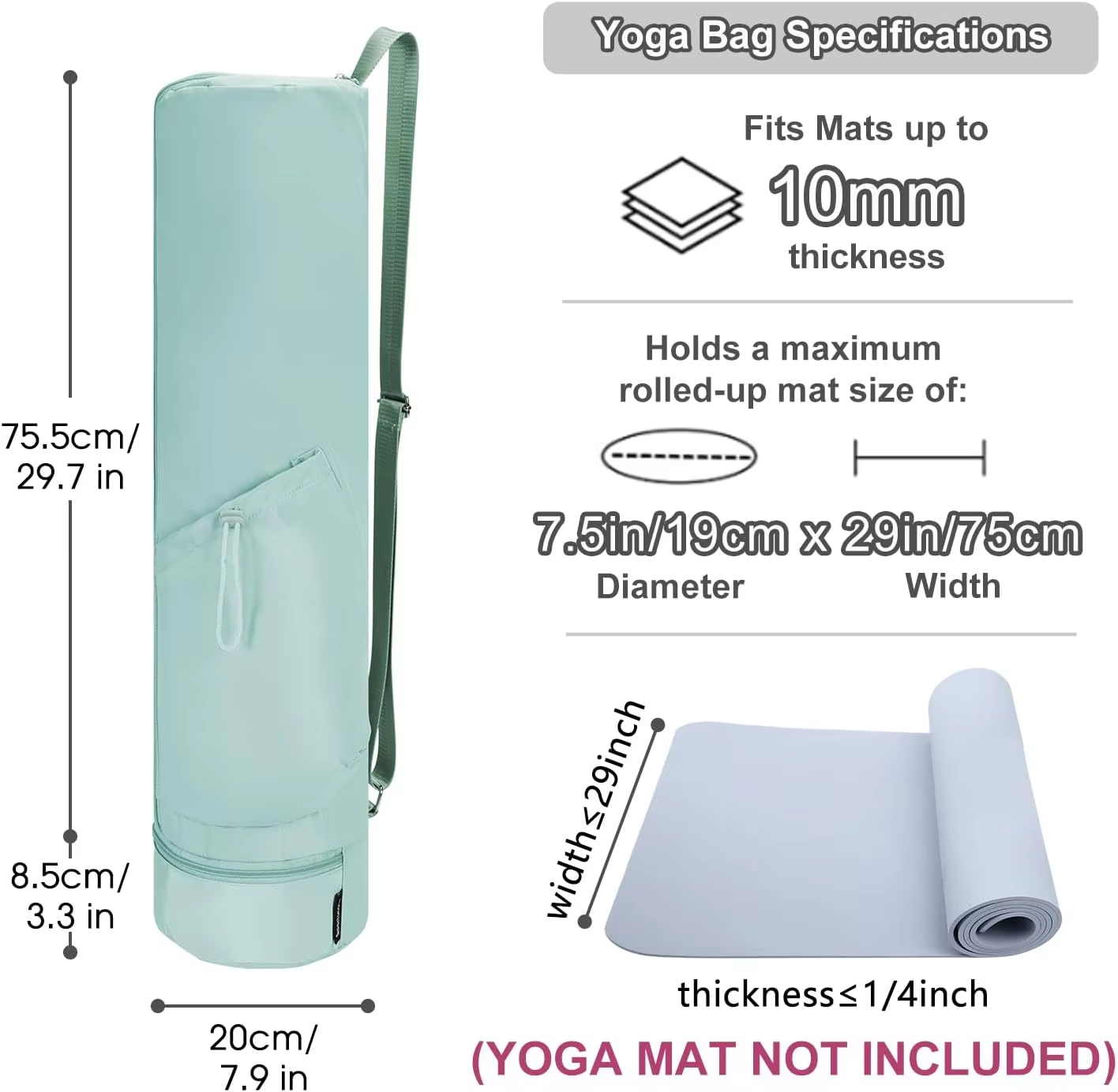  Portable Yoga Mat Bag With Adjustable Strap 