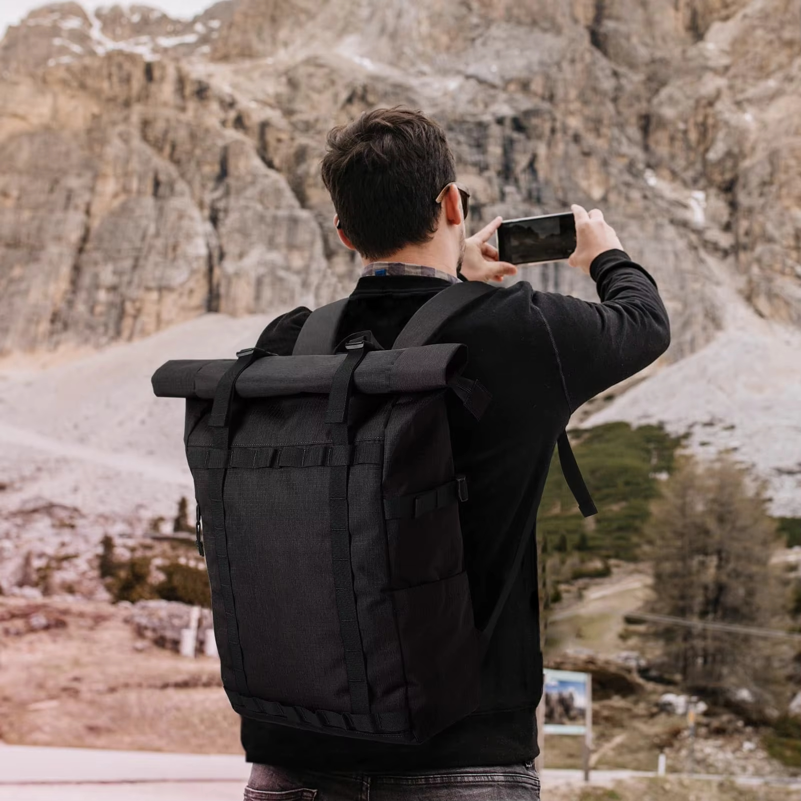  Rolltop Backpack Travel Backpack Casual Daypack 