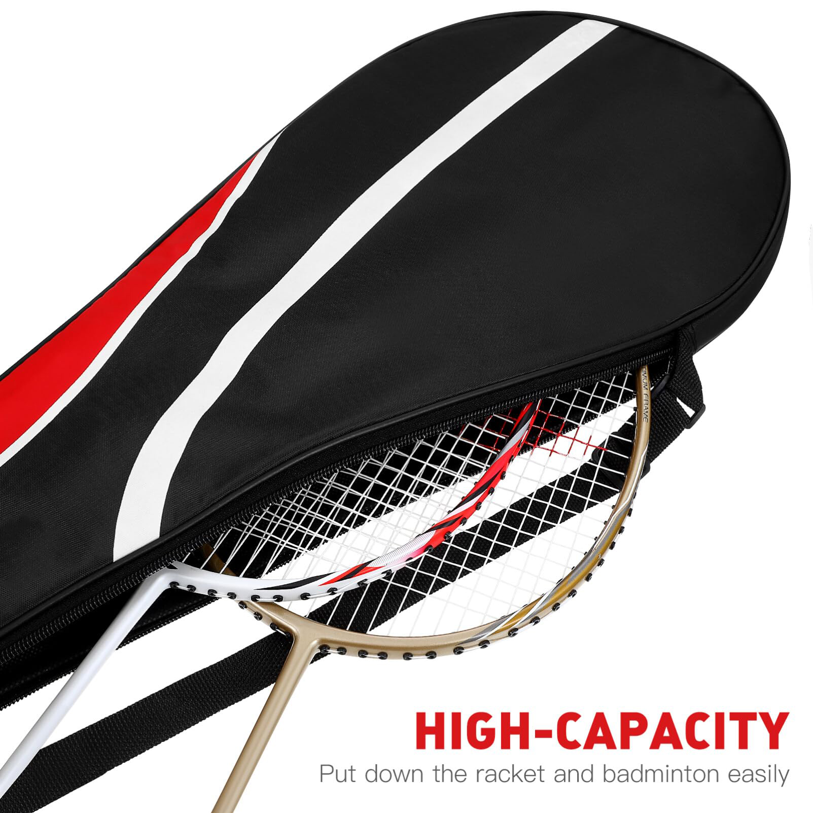 Racket Storage Bag Water Resistant PU with Adjustable Shoulder Strap Portable Badminton Racket Cover