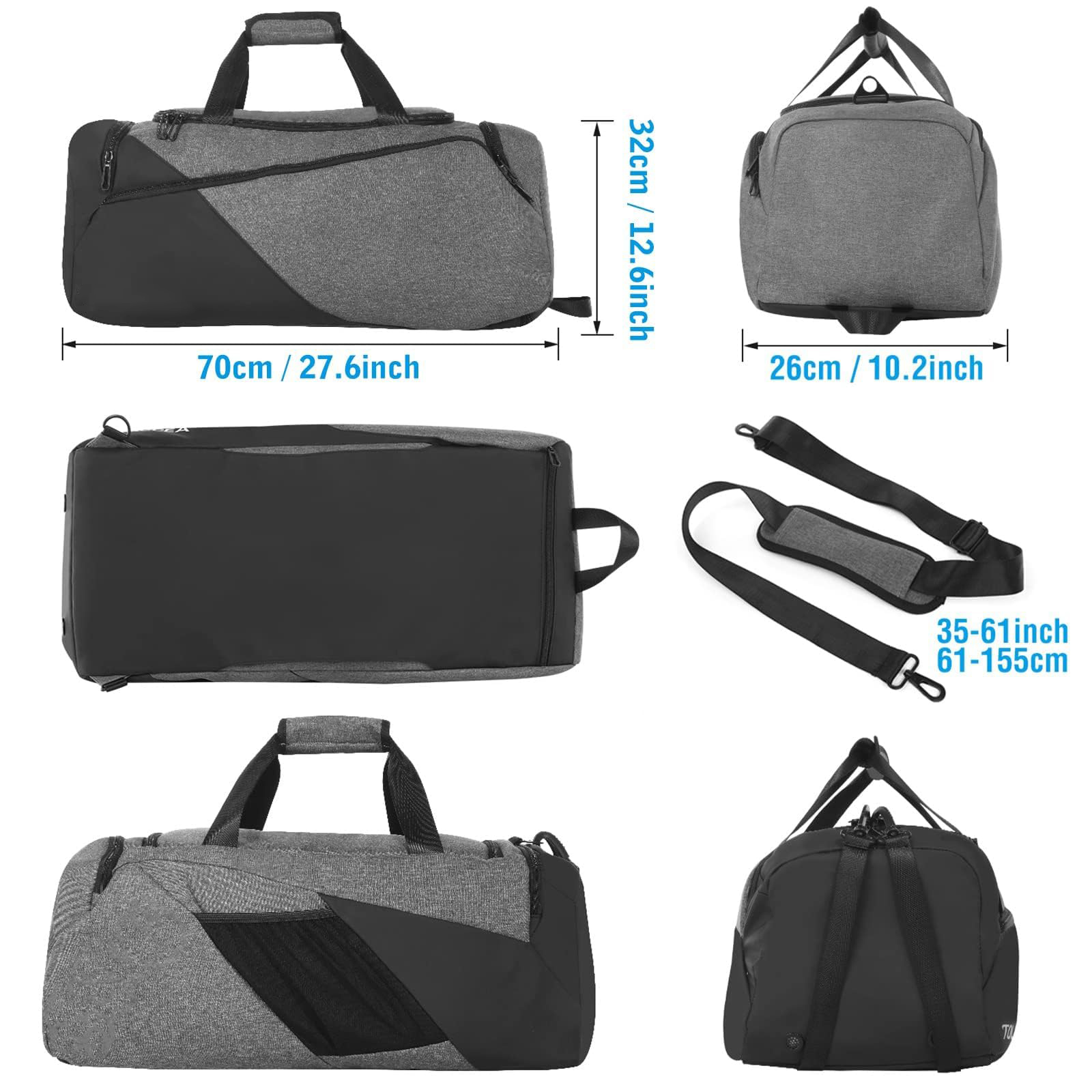  Sports Duffle Bag Shoe Compartment 