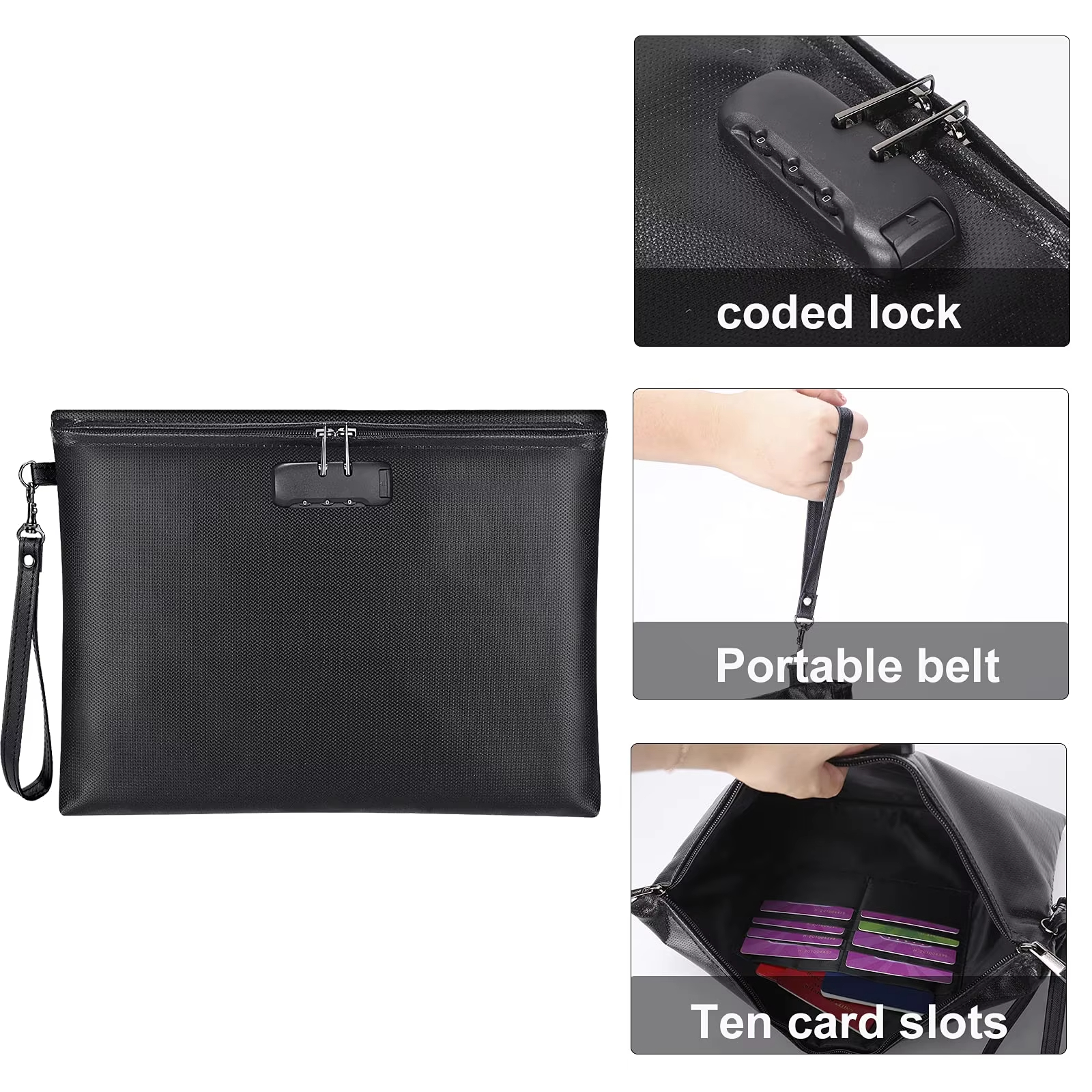  Fireproof Safe Money Bag Document Bag 