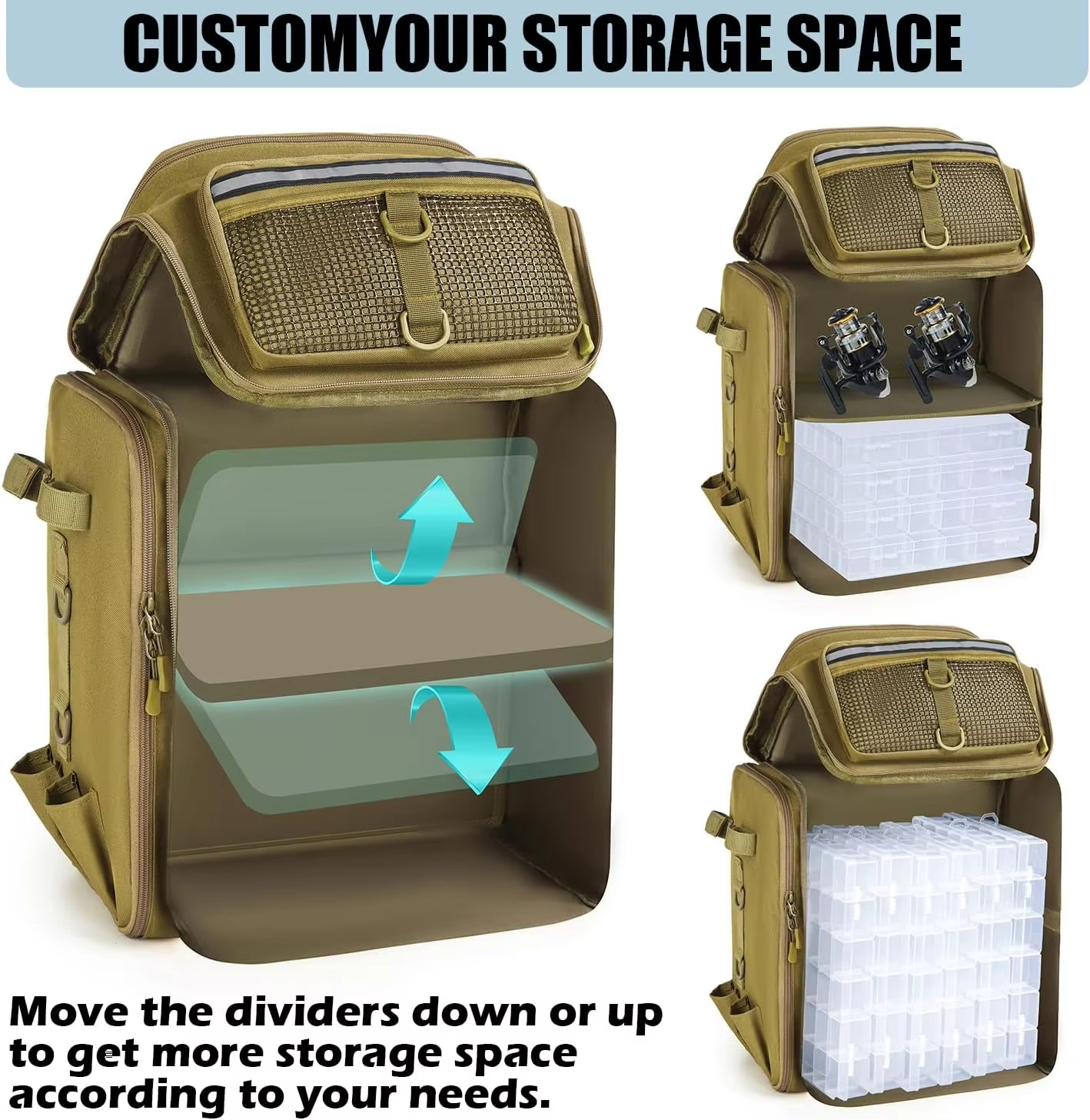 40L Fishing Tackle Backpack with Rod Holders