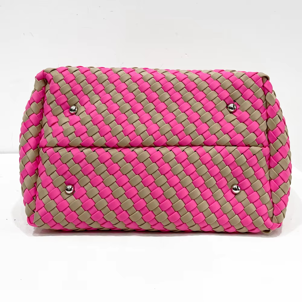Woven Handbag Fashionable Check Pattern Bag
