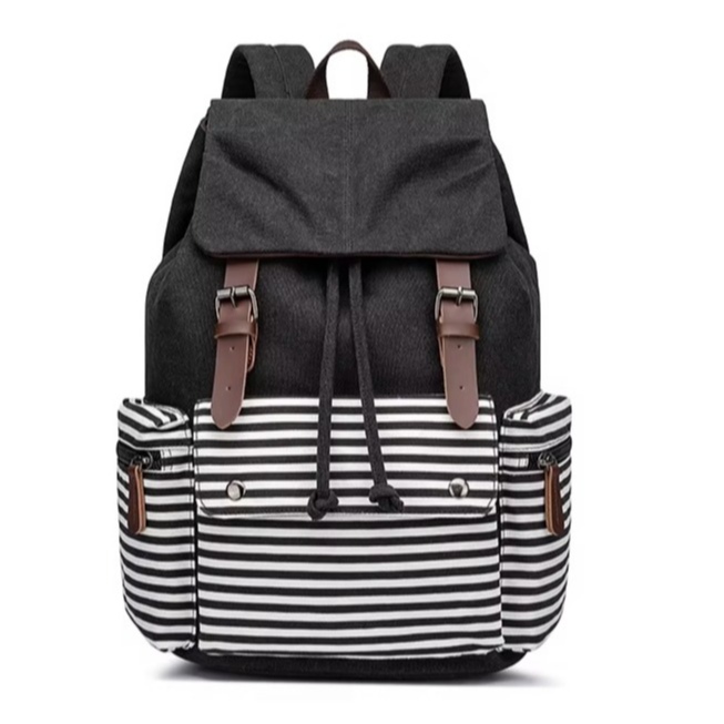 Fashionable Striped Travel Backpack Student Backpack 