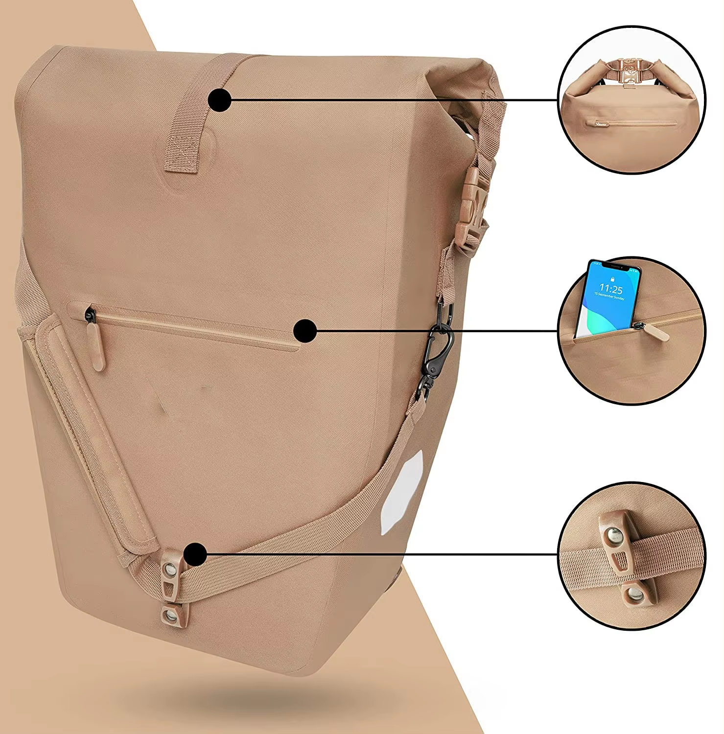 Water Resistant Flexible 2-in-1 Cycling Bike Bag