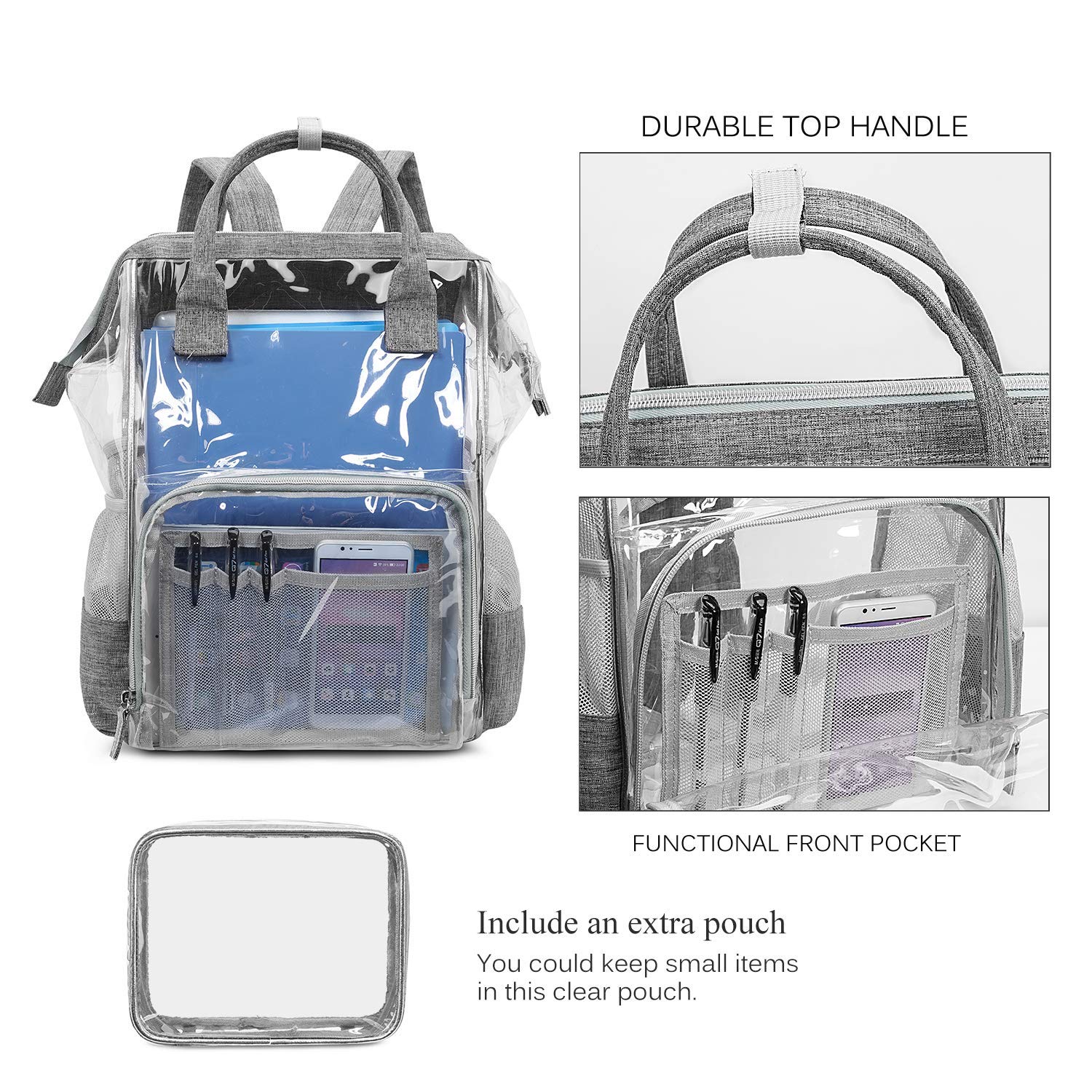  Transparent School Bag Bookbag Stadium Bag