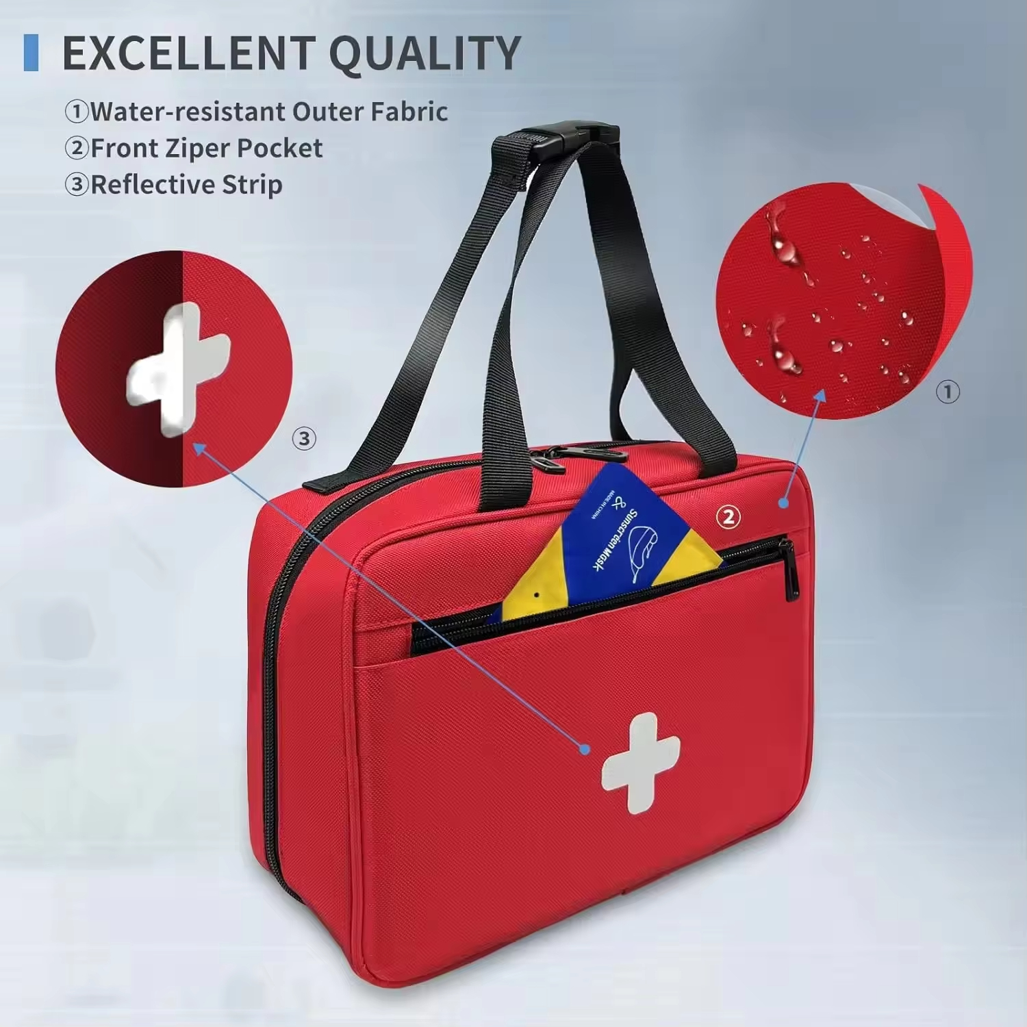 Custom Logo Wholesale First Aid Bag Multi-pocket Empty Emergency Treatment Medical Bag for Home Office Traveling Hiking Trip