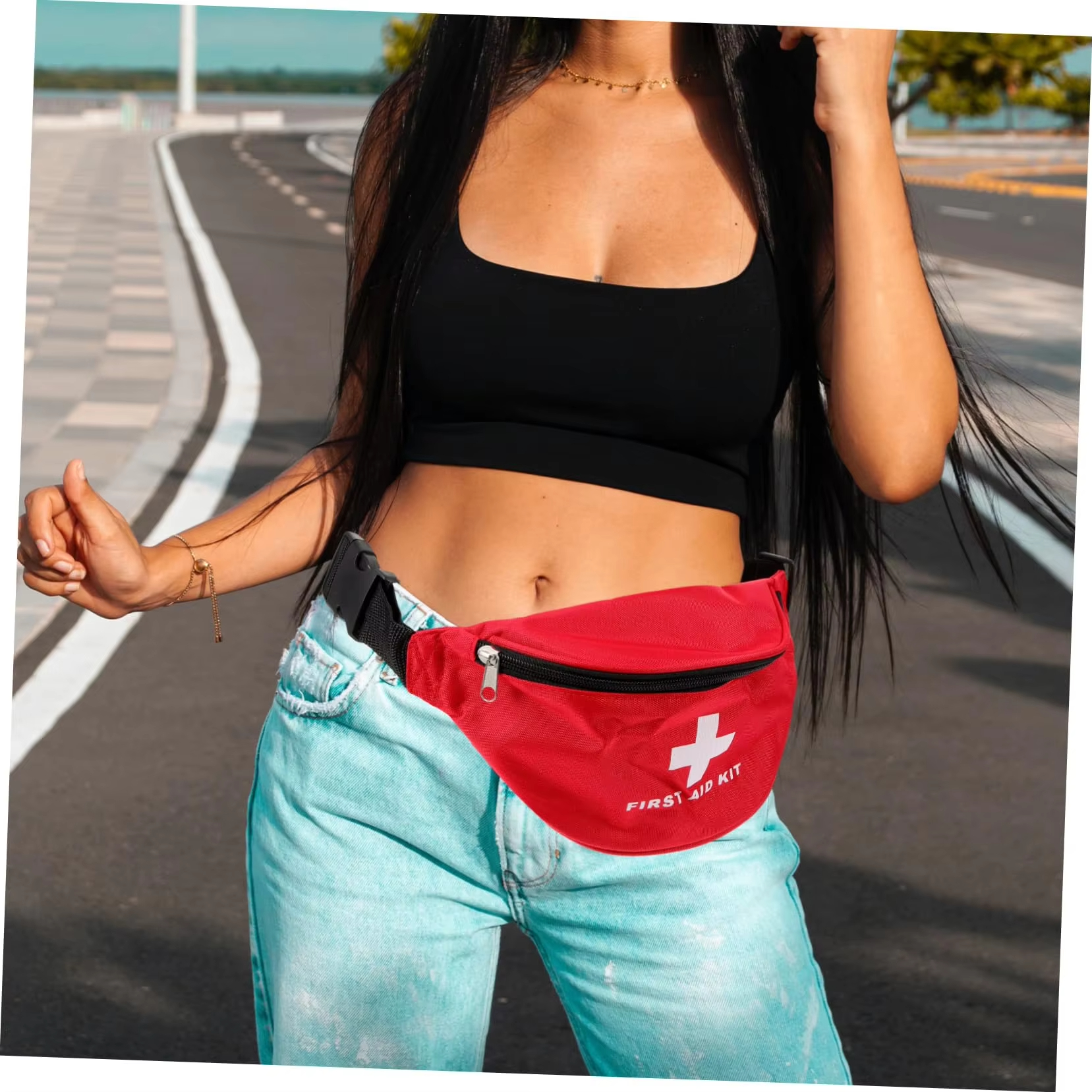 Sport Outdoor Red Emergency Medical Kit Crossbody Bag Portable Empty First Aid Kit Fanny Pack
