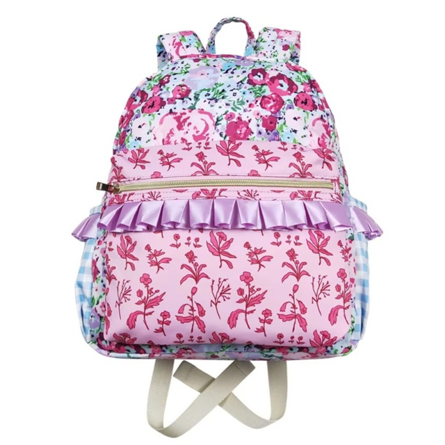 Flower Lace Checkered Kids Backpack