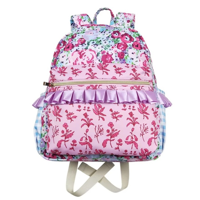 Flower Lace Checkered Kids Backpack