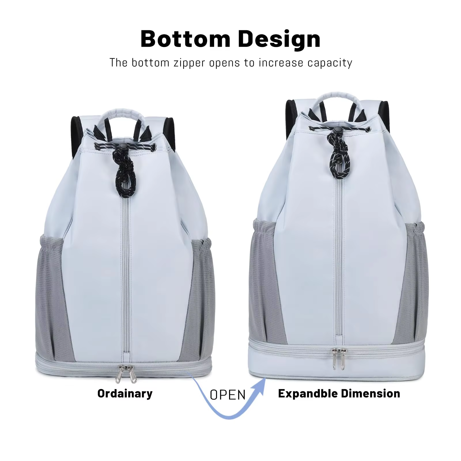 Gym Drawstring Backpack with Shoe Compartment