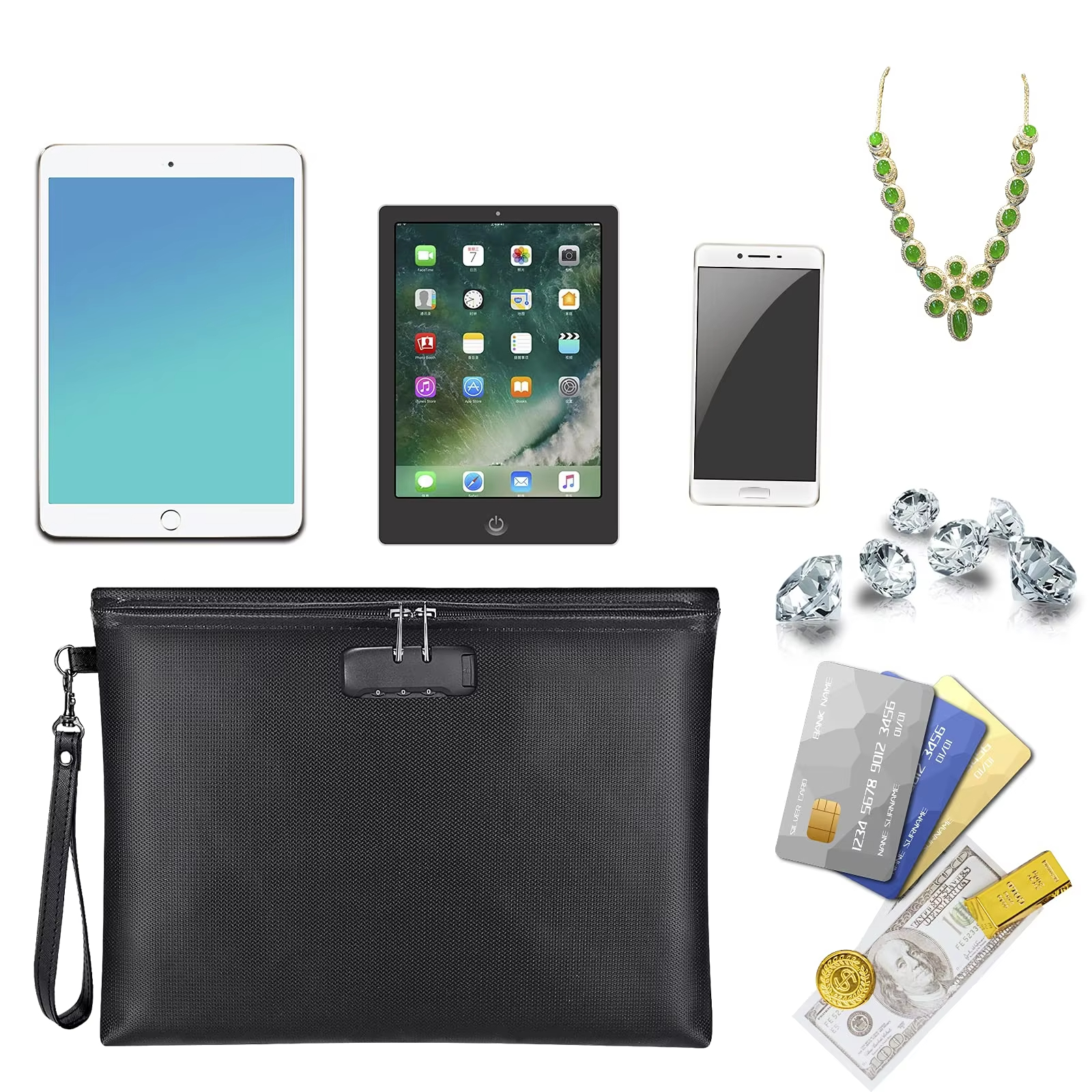  Fireproof Safe Money Bag Document Bag 