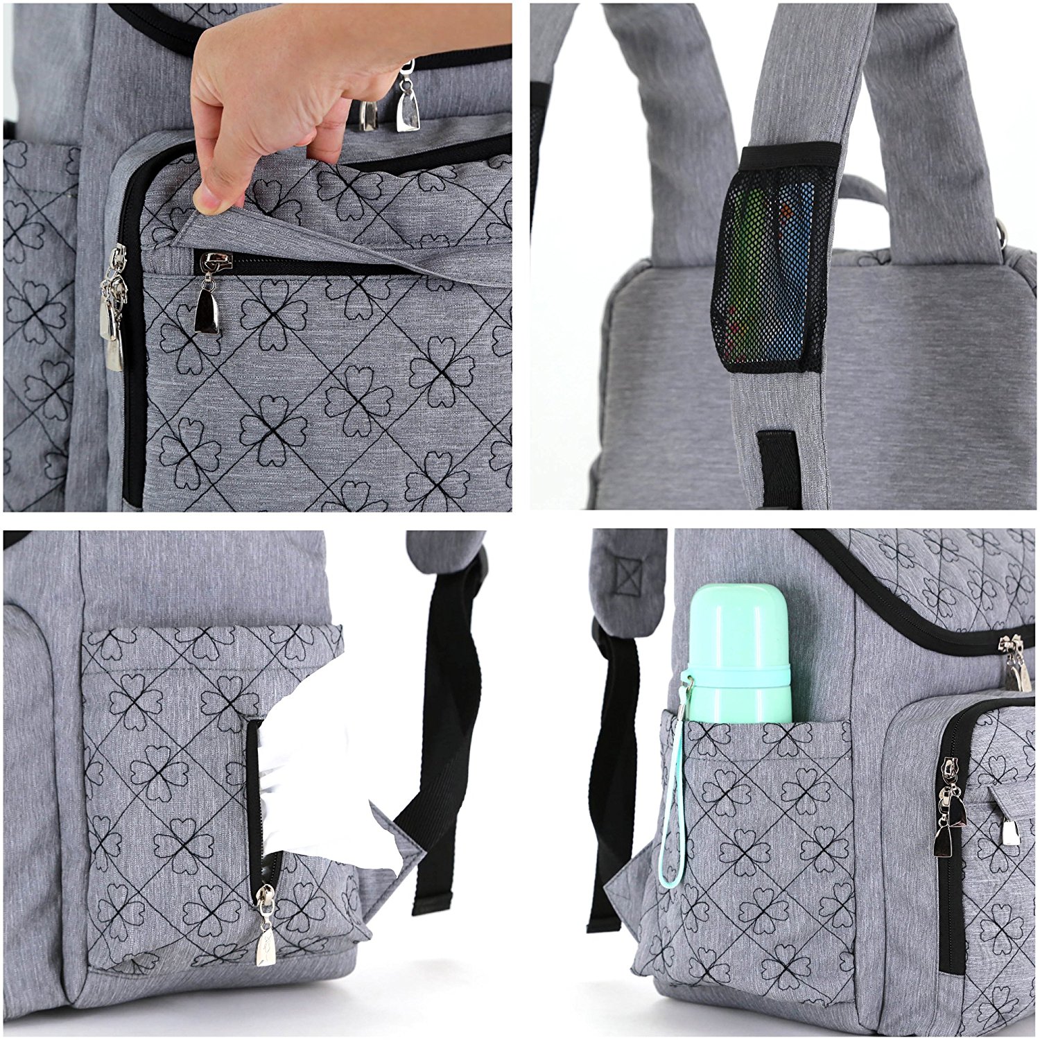 Diaper Bag Backpack with Baby Stroller Straps