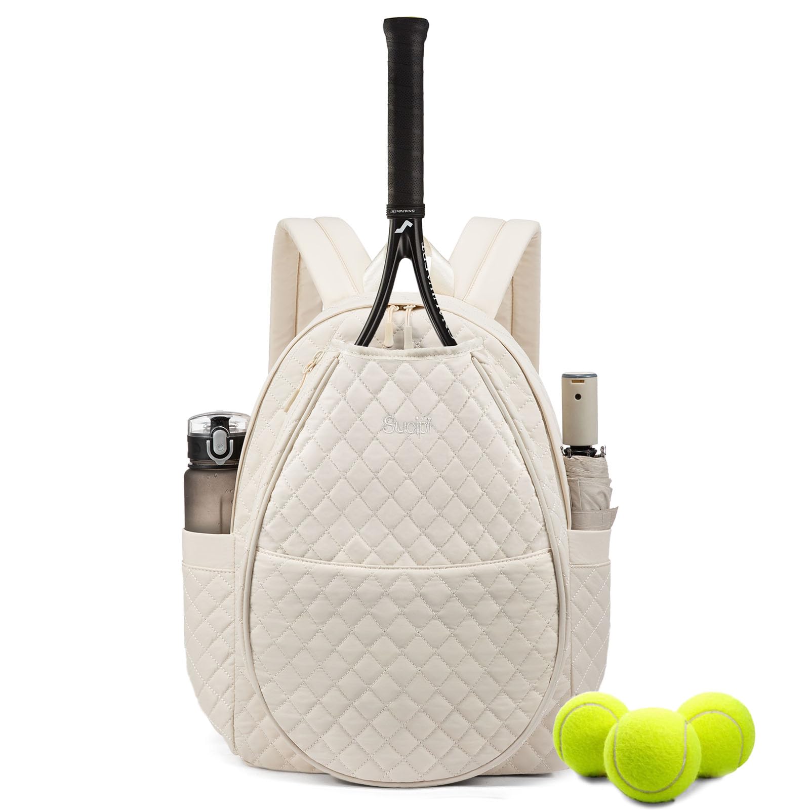 Tennis Racket Backpack Waterproof Canvas Bag for Pickleball Paddles and Badminton Portable
