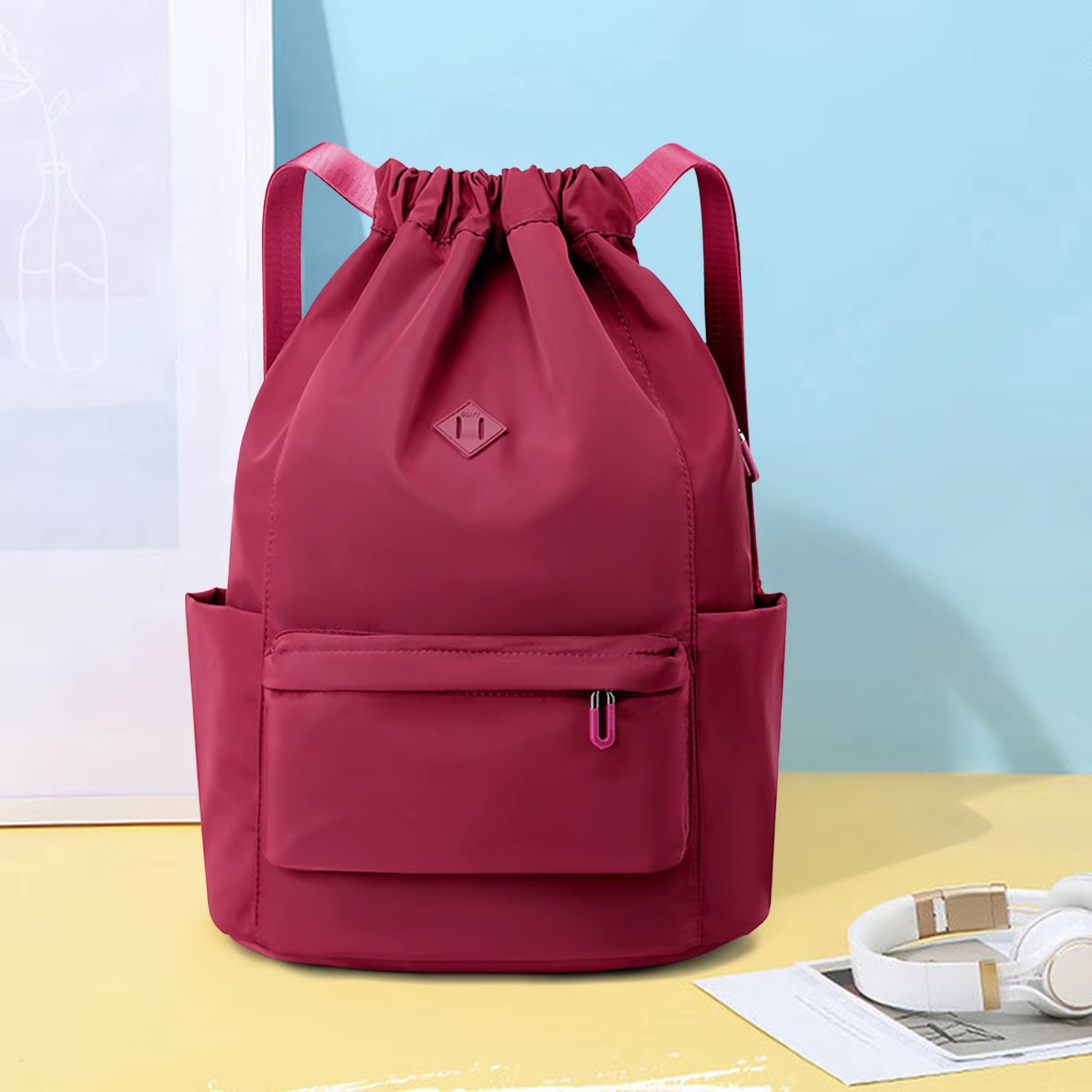 Drawstring Gym Backpack Casual Sports Daypack 