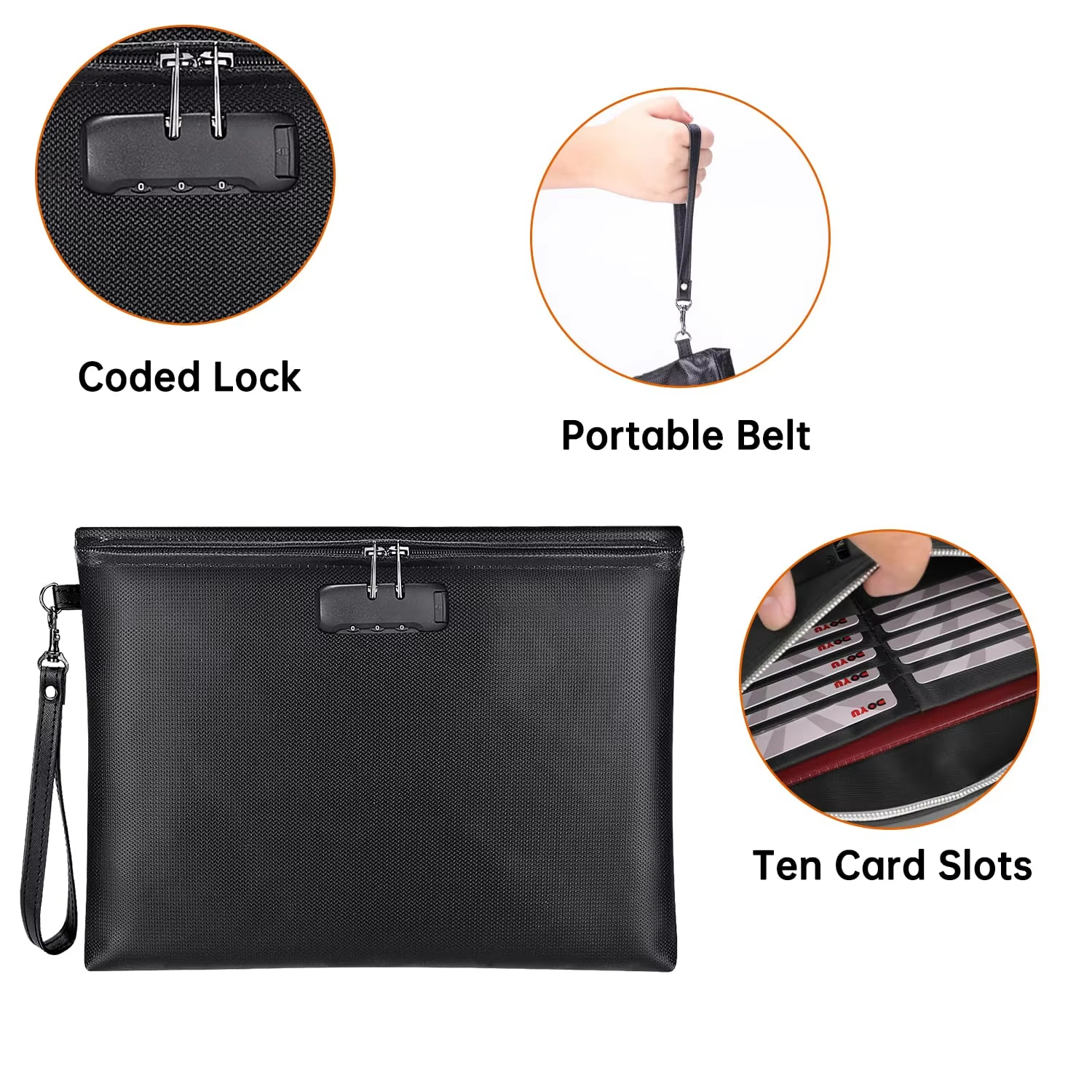  Fireproof Safe Money Bag Document Bag 