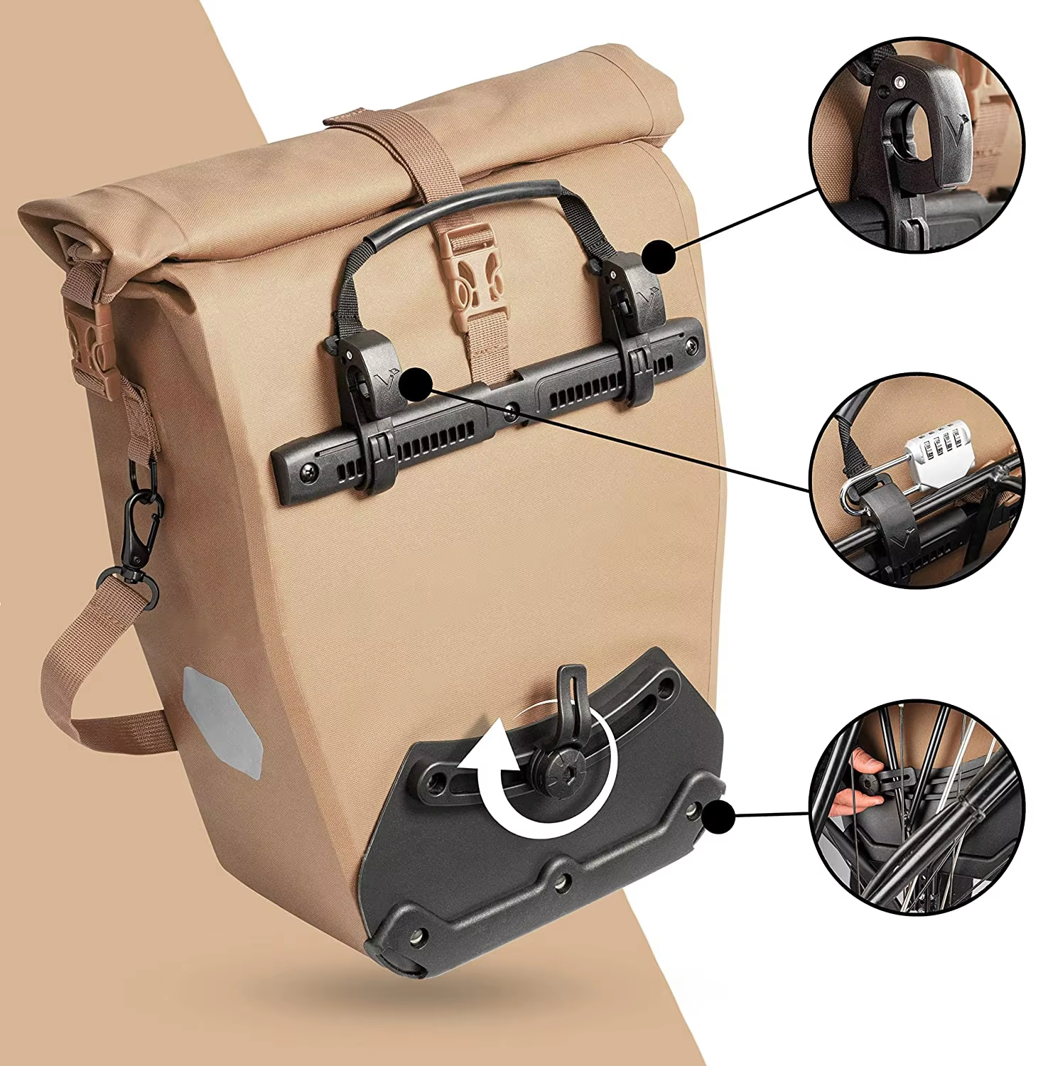 Water Resistant Flexible 2-in-1 Cycling Bike Bag