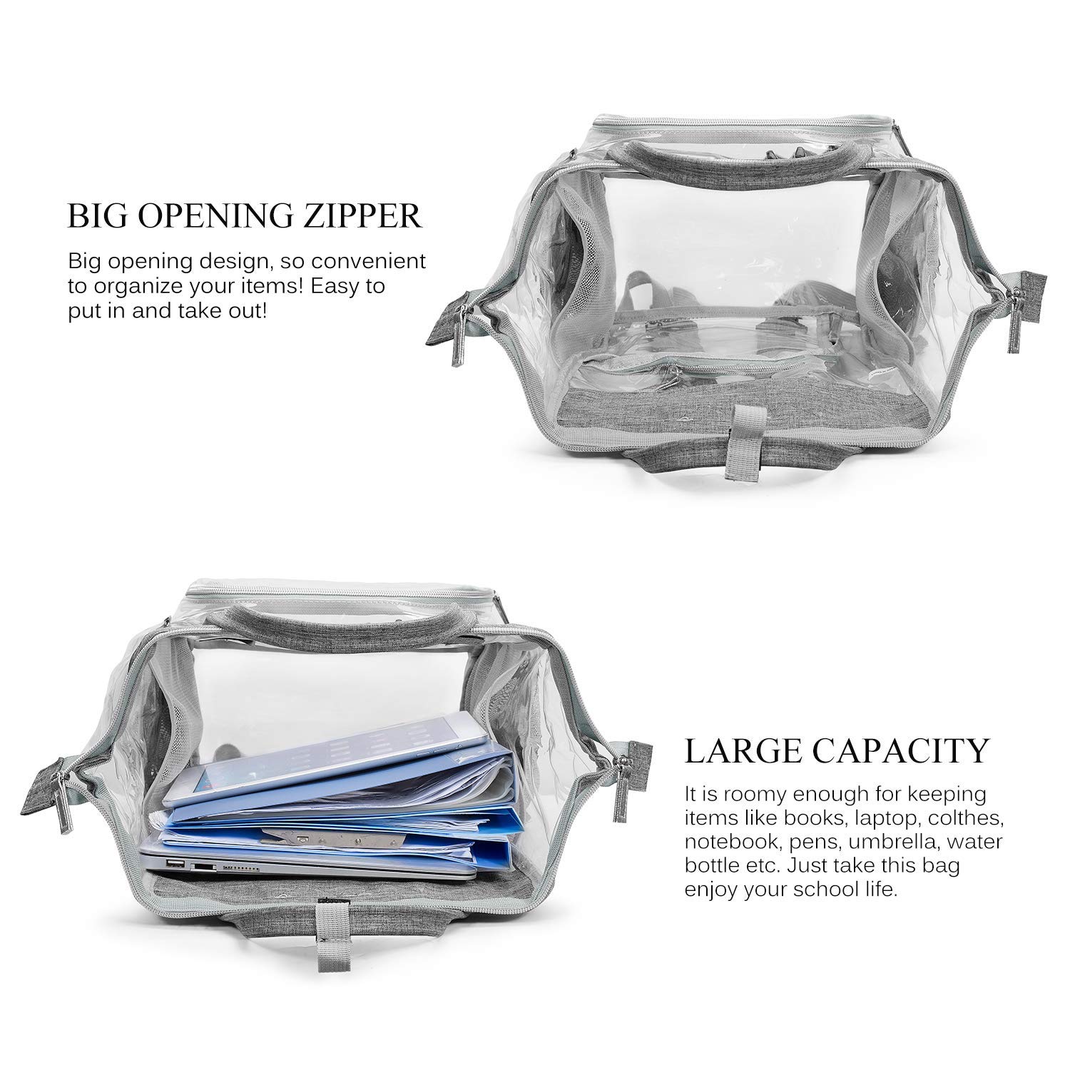  Transparent School Bag Bookbag Stadium Bag