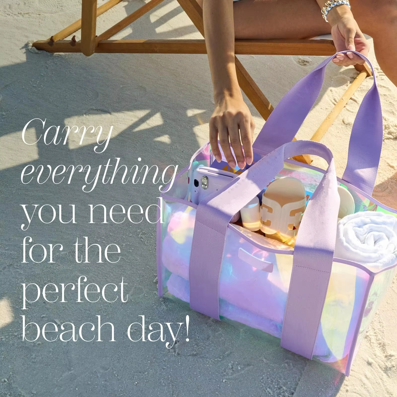 Iridescent Clear Tote Bag for Beach