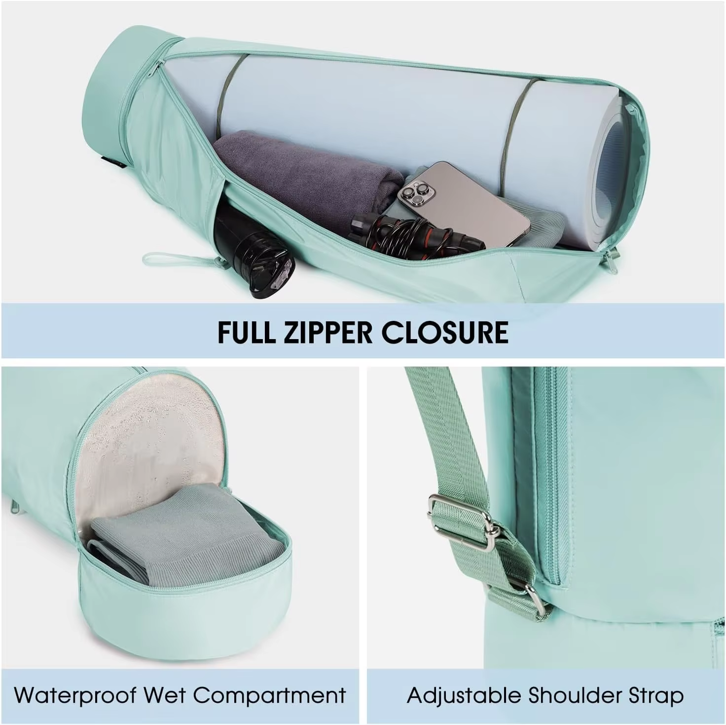  Portable Yoga Mat Bag With Adjustable Strap 