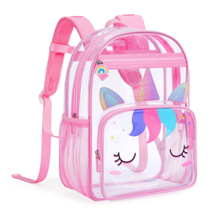  Cartoon Transparent Unicorn Schoolbag Backpack Kids 