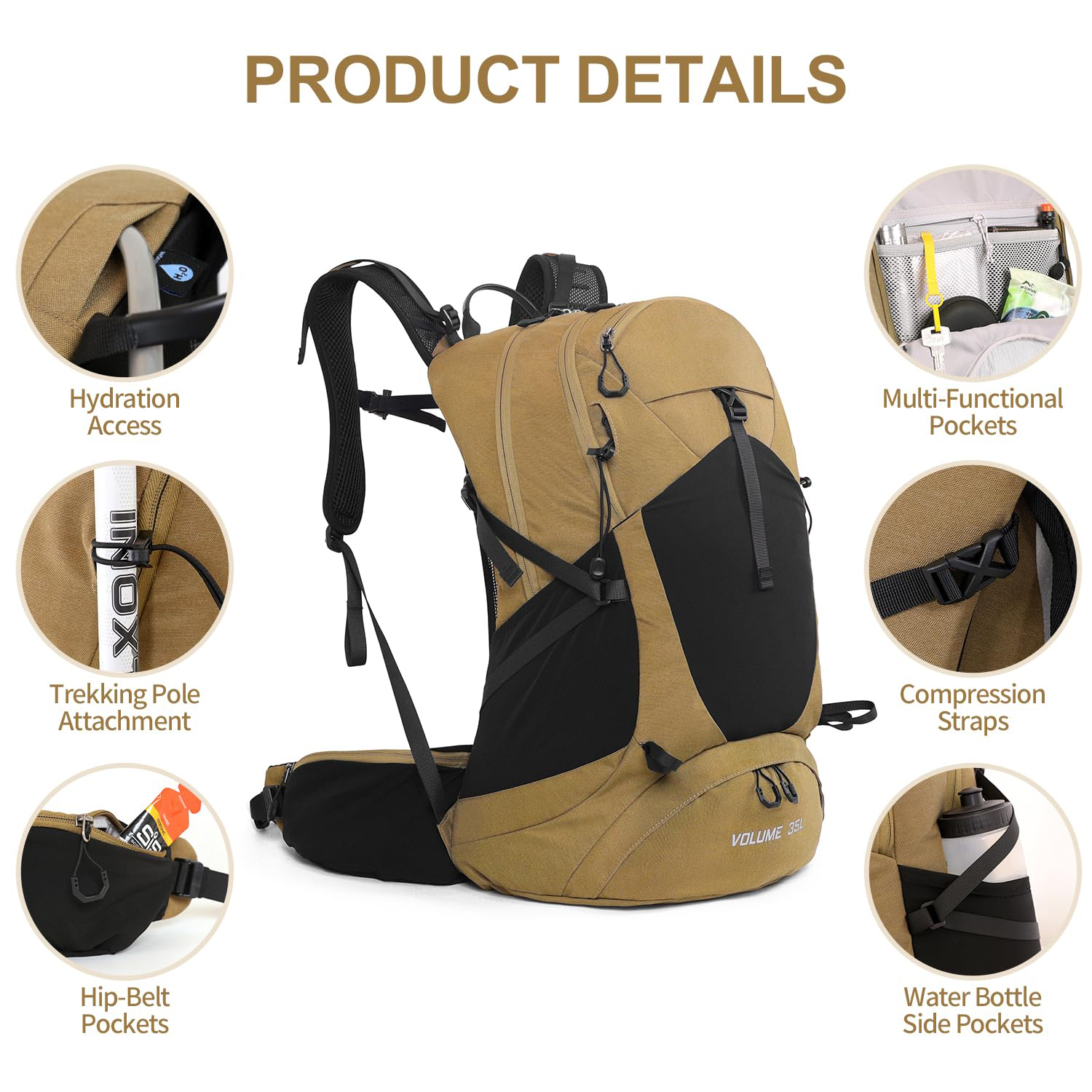 35L Waterproof Hiking Backpack Lightweight Daypack