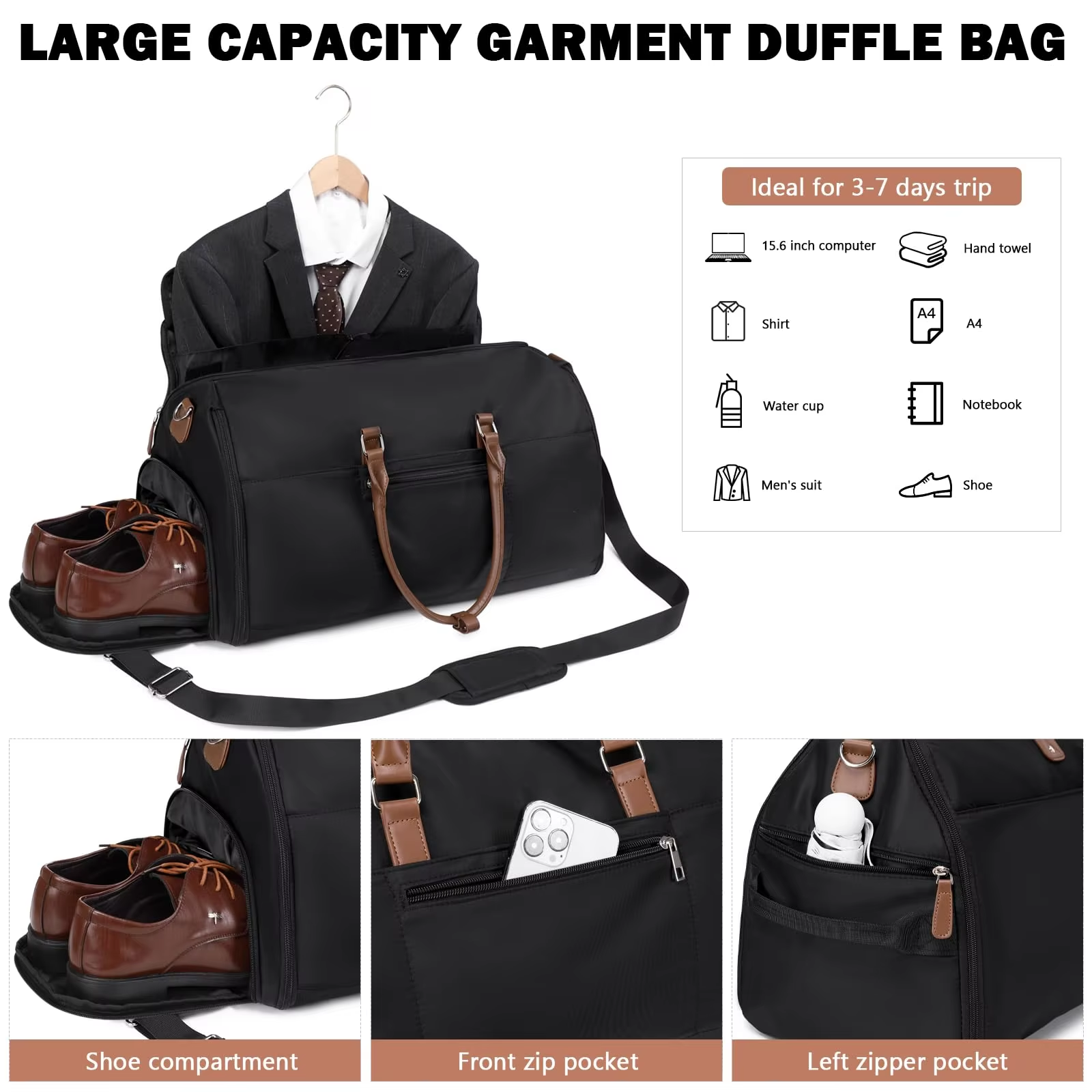 Travel Bags with Shoe Compartment Garment Suit Bag