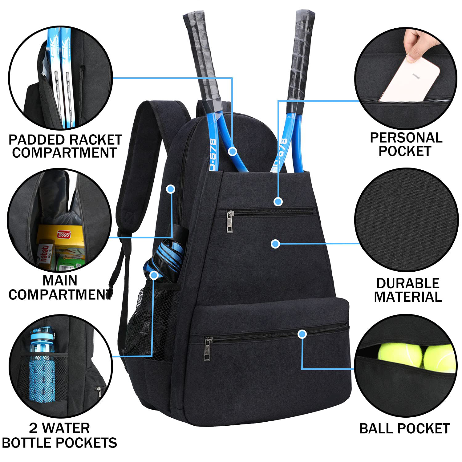 Waterproof Pickleball Badminton Racket Bag