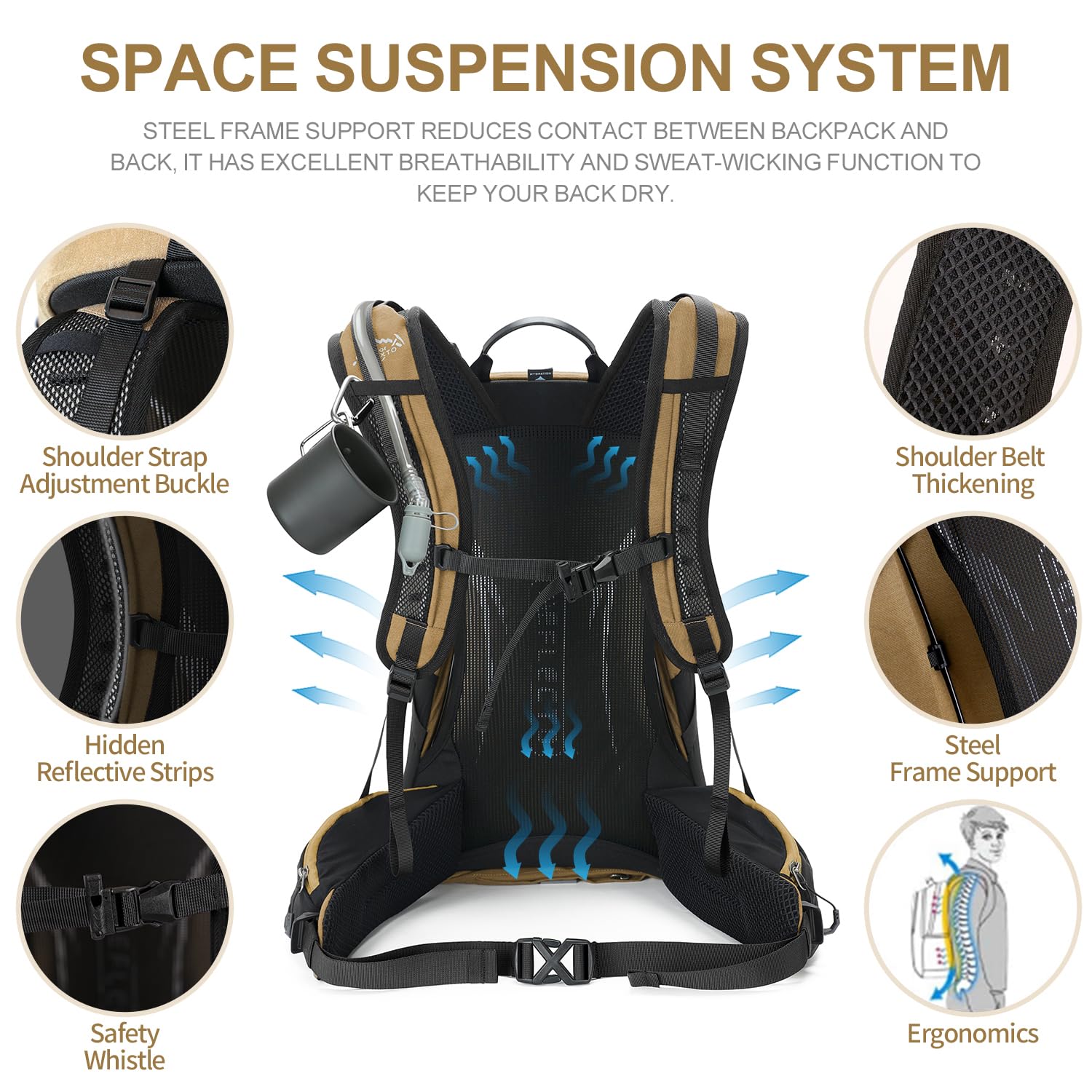 35L Waterproof Hiking Backpack Lightweight Daypack